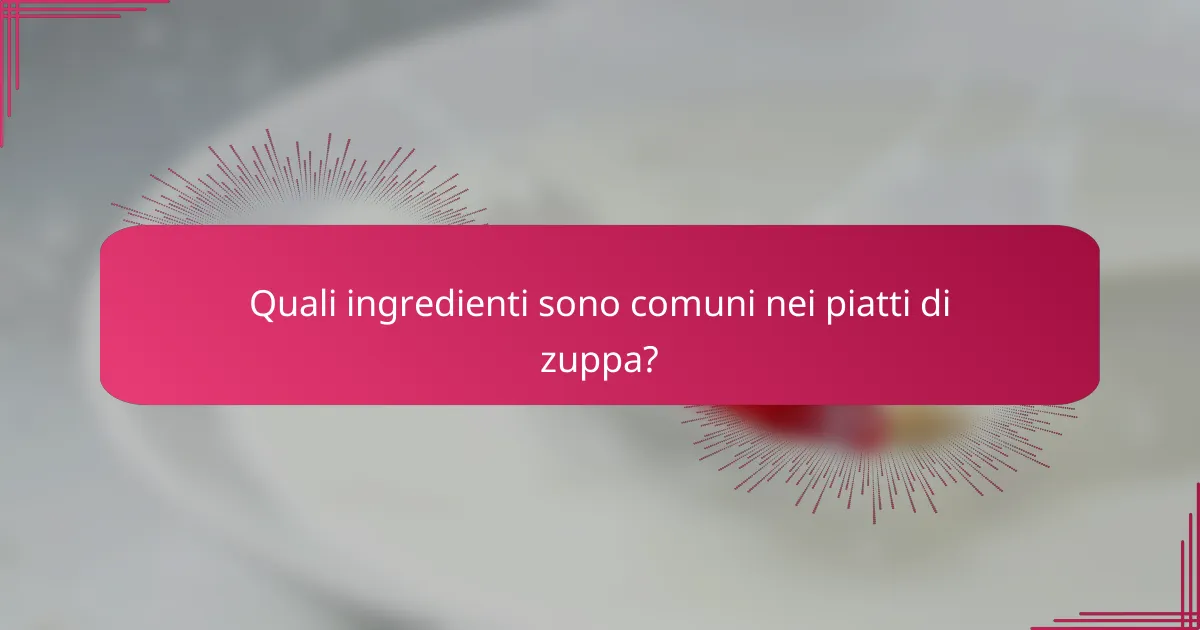 Quali ingredienti sono comuni nei piatti di zuppa?